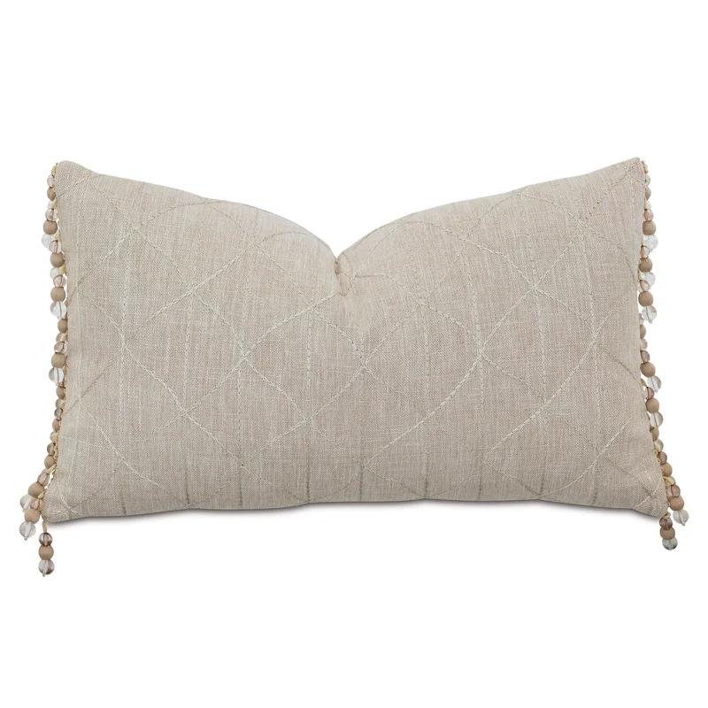Evie Embroidered Lumbar Accent Pillow with Zipper Closure