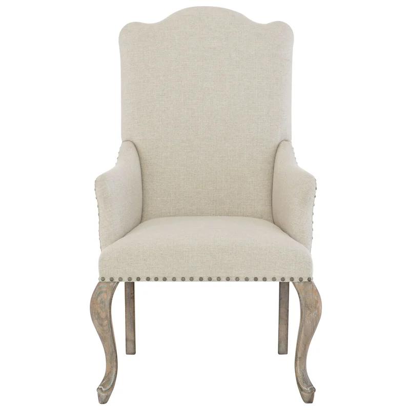 Campania Cream Linen & White Oak Transitional Armchair