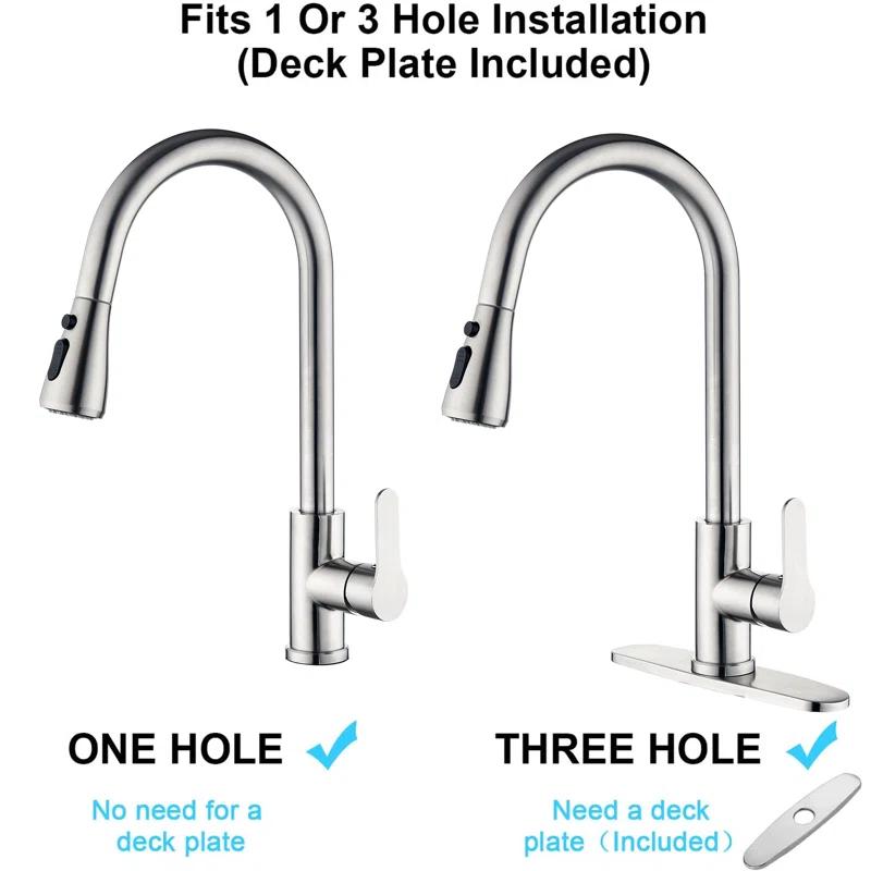 Stainless Steel Single-Handle Pull-Down Sprayer Kitchen Faucet with Soap Dispenser in Brushed Nickel
