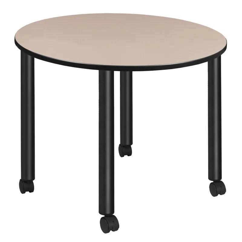 Modern 48" Round Mobile Dining Table in Gray with Alloy Steel Legs