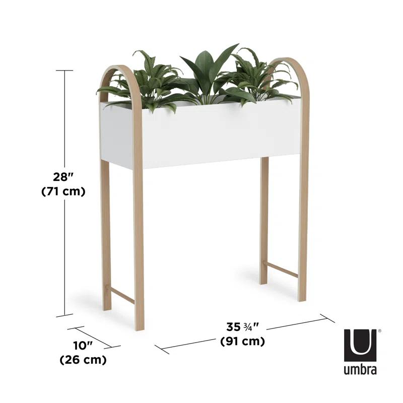 Bellwood Elevated White Metal Planter with Wooden Legs