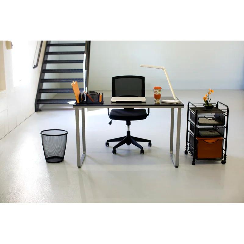 Sleek 47'' Black and Silver Steel Rectangular Desk with U-Shaped Legs