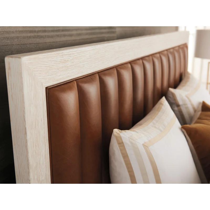 Cambria Cream Leather Queen Upholstered Headboard