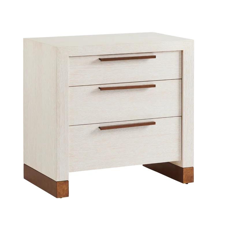 Carmel Cream Solid Wood 3-Drawer Nightstand