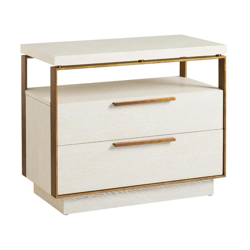 Carmel Contemporary Cream Nightstand with Soft Close Drawers