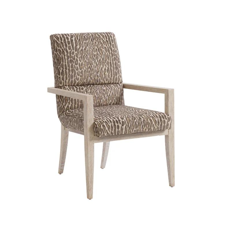 Carmel Winter White and Brown Leather Upholstered Armchair
