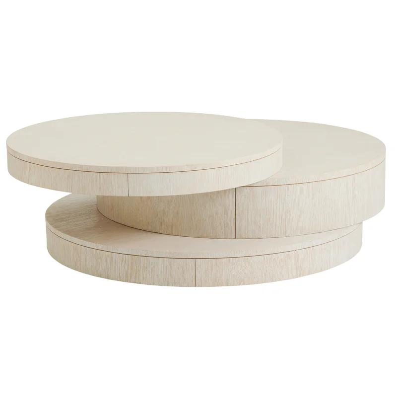Carmel Winter White Solid Wood Round Coffee Table with Storage