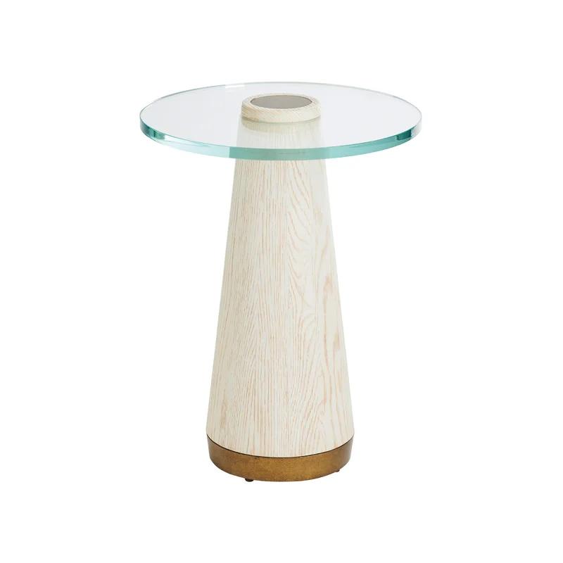 Castlewood Cream Round Wood & Glass Accent Table