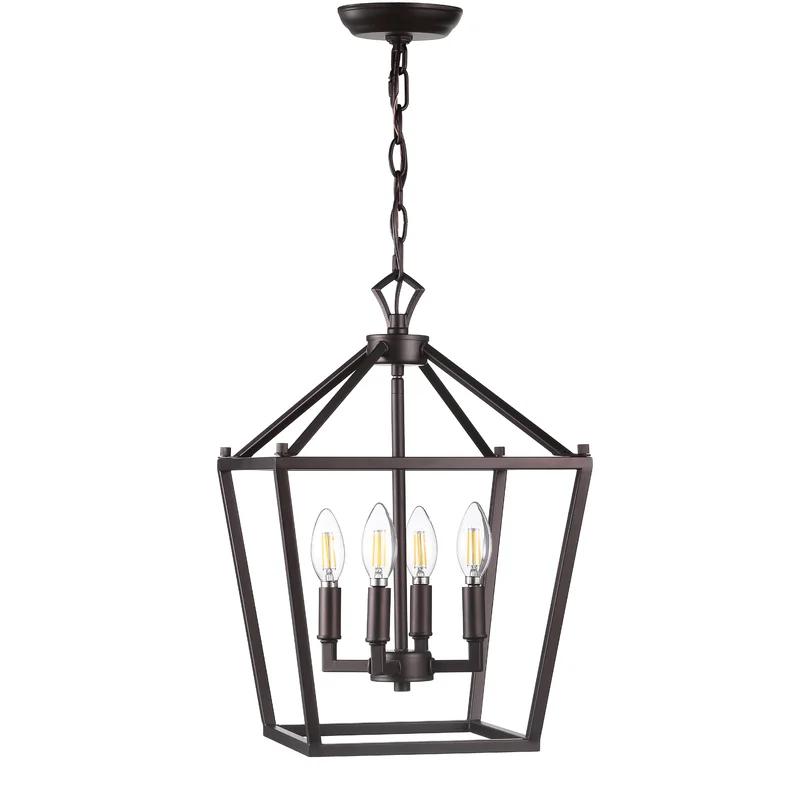 Pagoda 12" Oil-Rubbed Bronze LED Lantern Pendant with Adjustable Chain