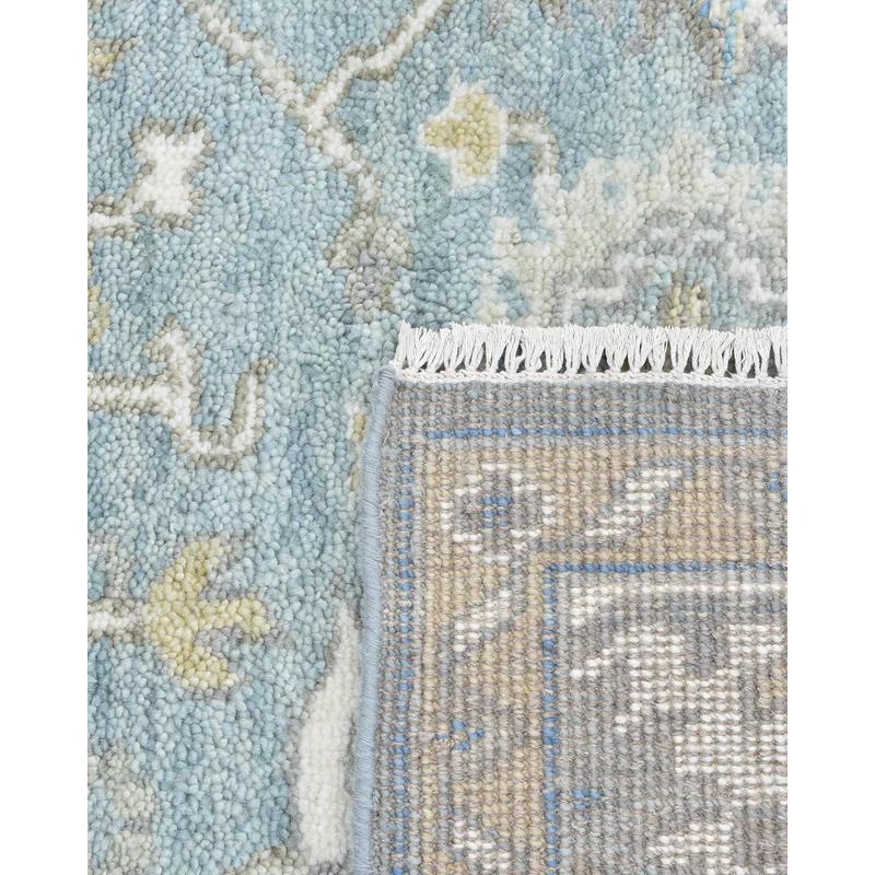 Elysian Light Blue Hand-Knotted Wool 9' x 12' Area Rug