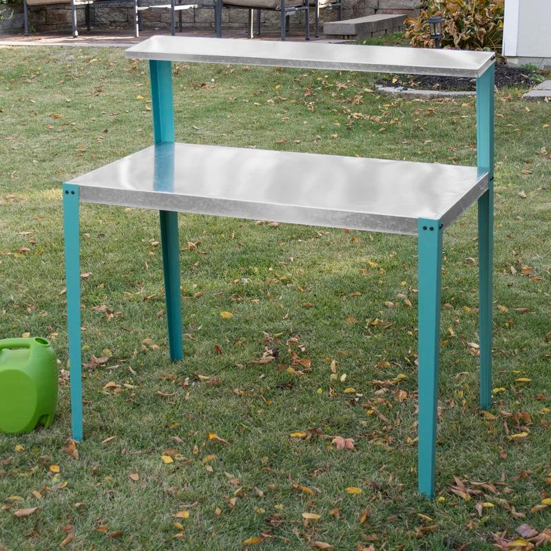 AmeriHome 32'' Teal Galvanized Steel Garden Workbench