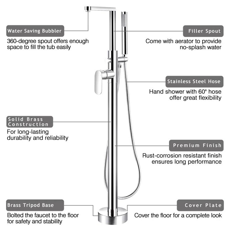 1 Handle Floor Tub Filler with Diverter