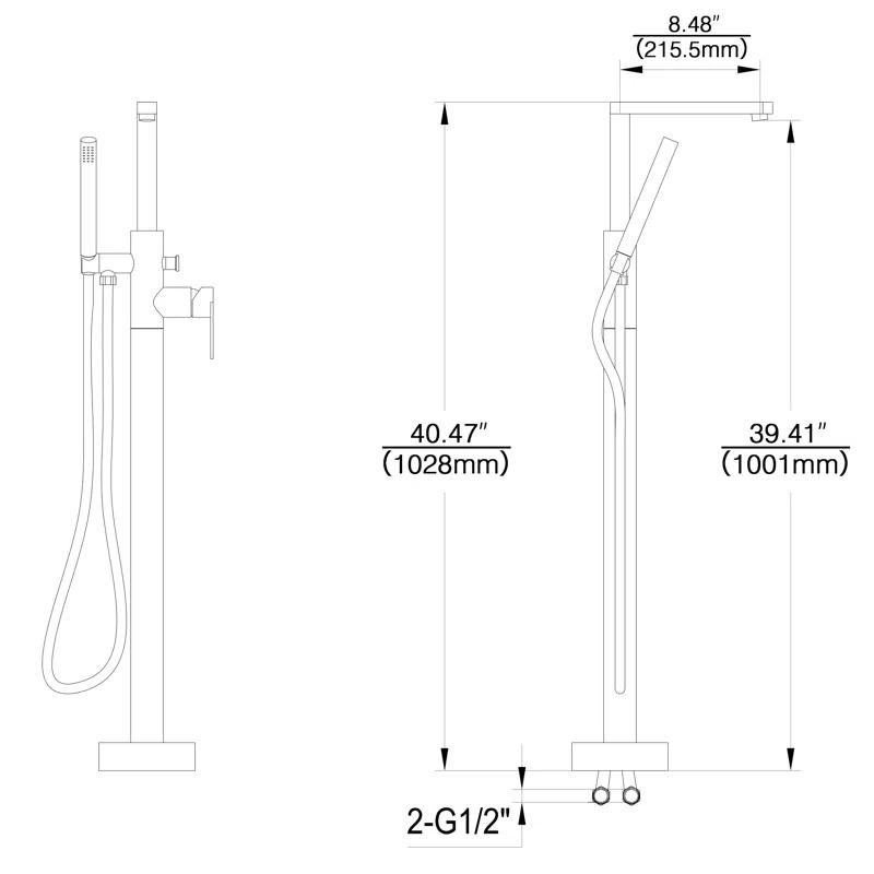 1 Handle Floor Tub Filler with Diverter