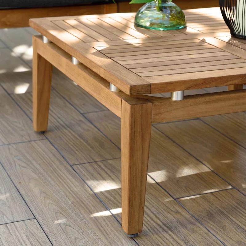 Arno 3-Piece Beige Olefin and Teak Wood Outdoor Seating Set