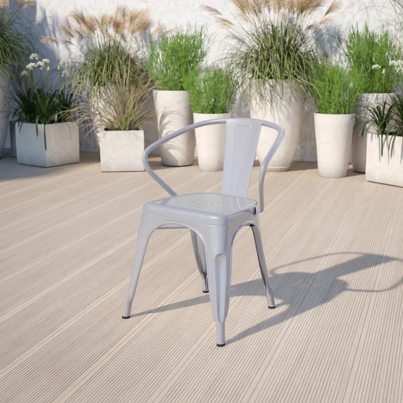 Flash Furniture Hucheson Metal Indoor-Outdoor Chair with Arms