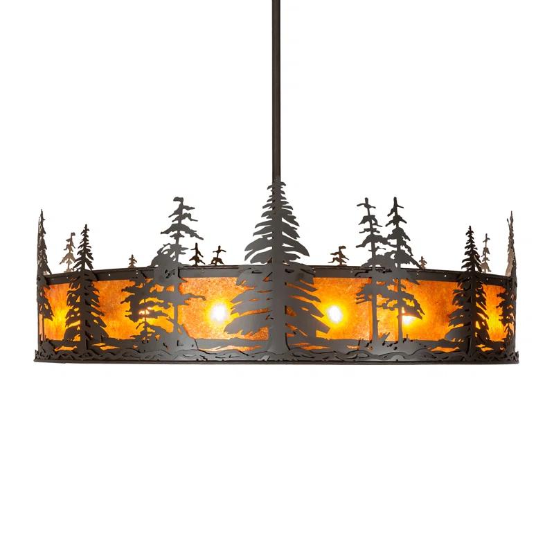 Tall Pines 56" Oil Rubbed Bronze Chandel-Air with Amber Mica Lighting