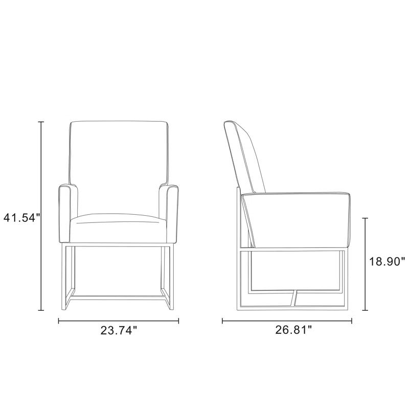 Orren Ellis Bejarano 18.9'' H Velvet Upholstered Metal Armchair