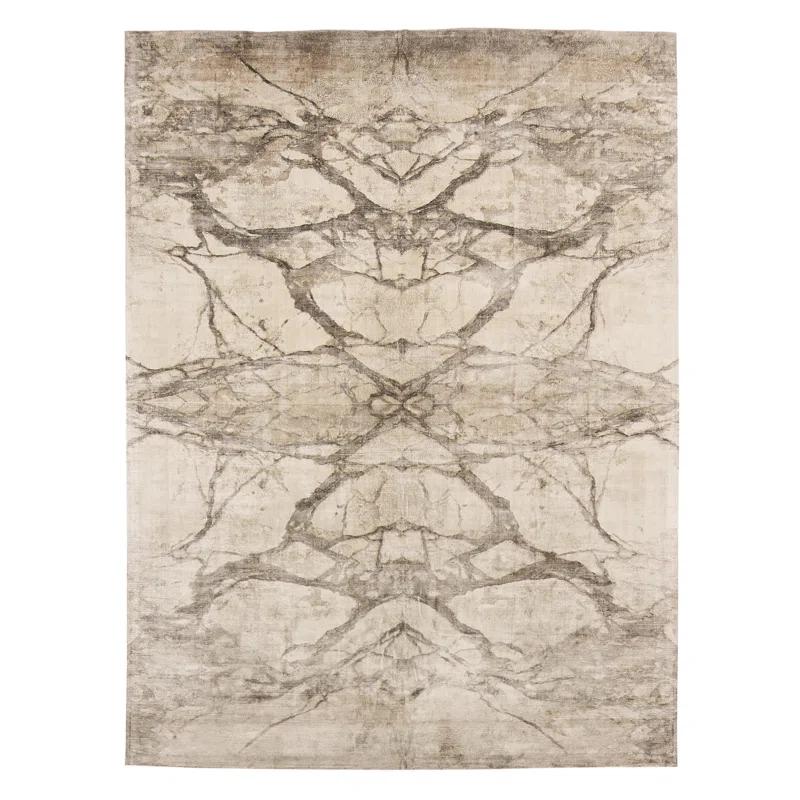 Mirror Match Marble Area Rug in Beige/Gray