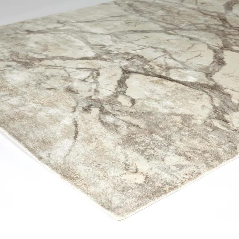 Mirror Match Marble Area Rug in Beige/Gray