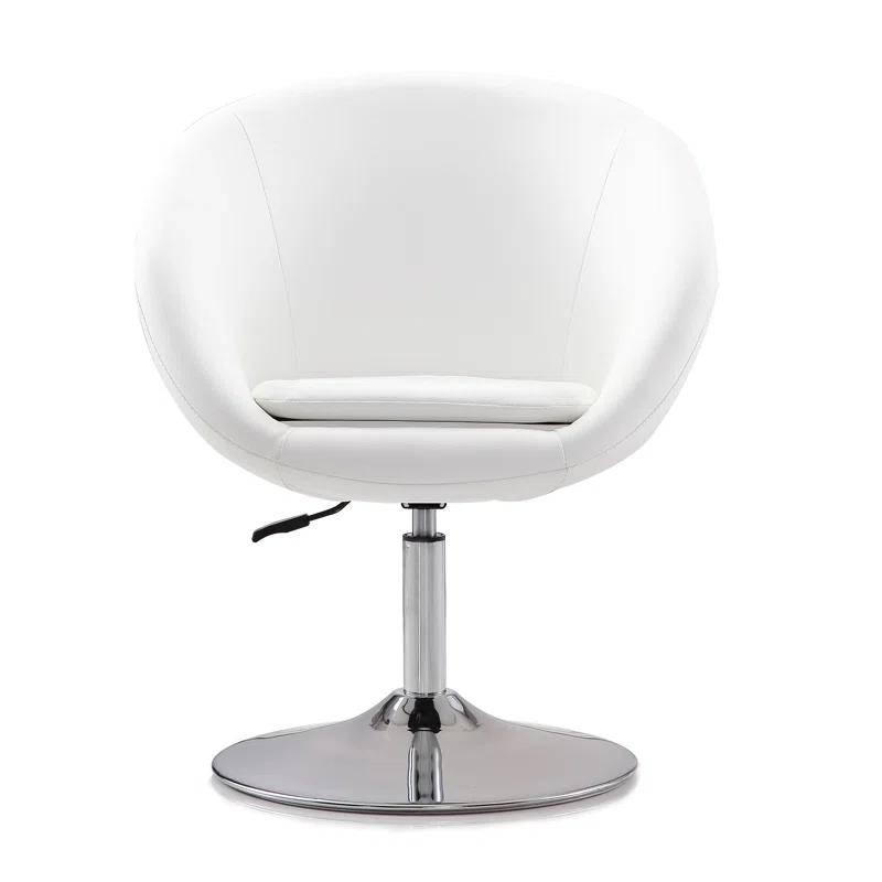 Faux Leather Swivel Barrel Chair