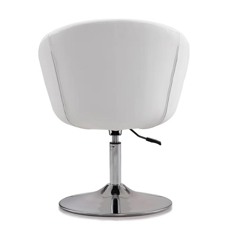 Faux Leather Swivel Barrel Chair
