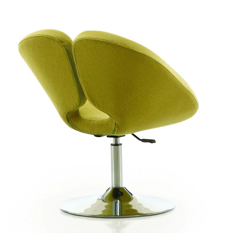 Perch Green Wool Blend Swivel Chair with Polished Chrome Base