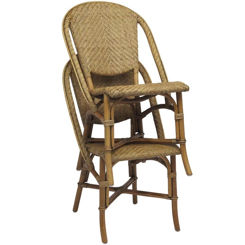 Antique Rattan Cane Side Chair with Herringbone Weave