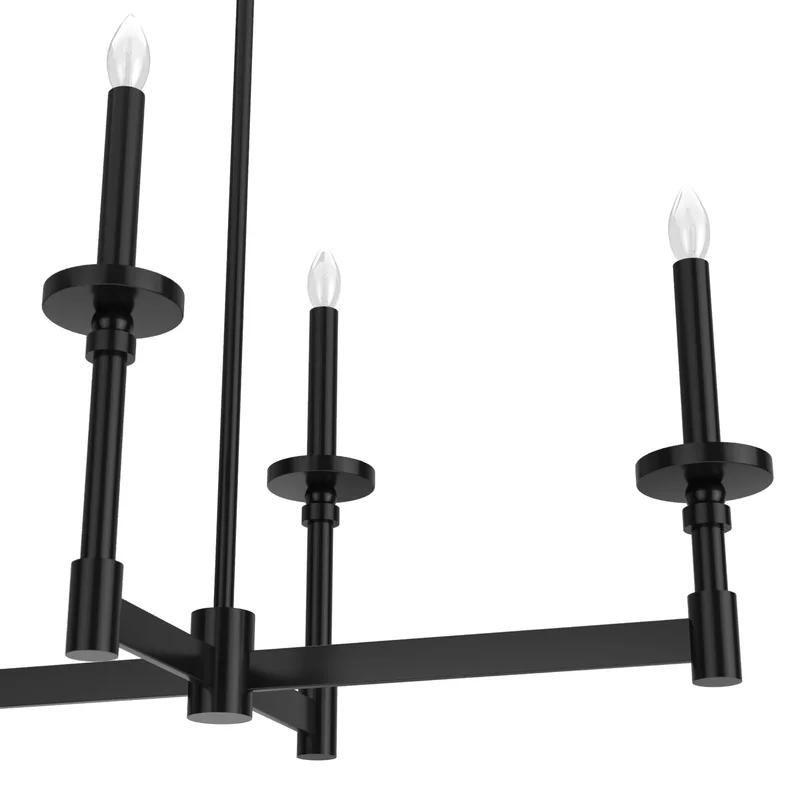 Briargrove Matte Black 7-Light Modern Linear Candle Chandelier