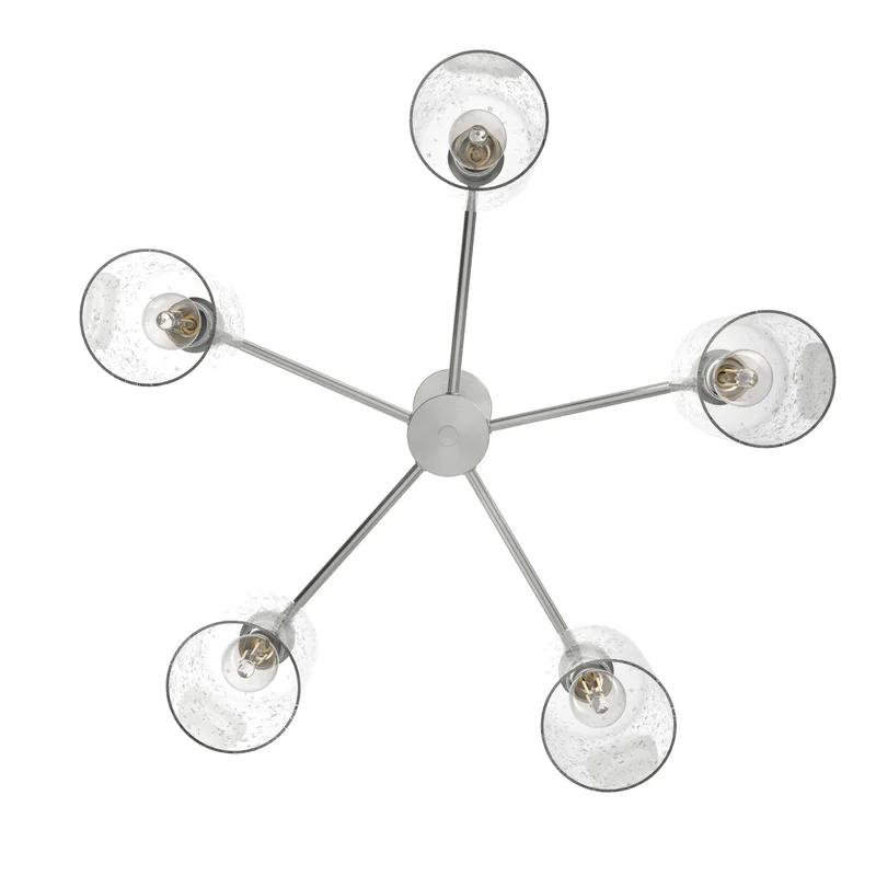 Lochemeade 5-Light Brushed Nickel Seeded Glass Chandelier