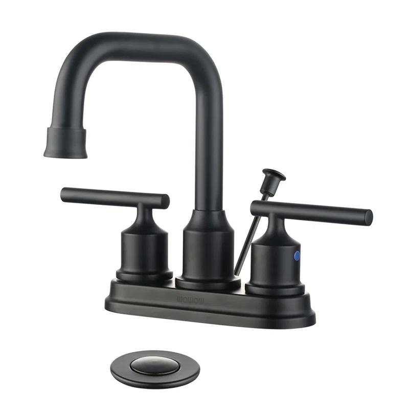 Centerset 2-handle Bathroom Faucet with Drain Assembly