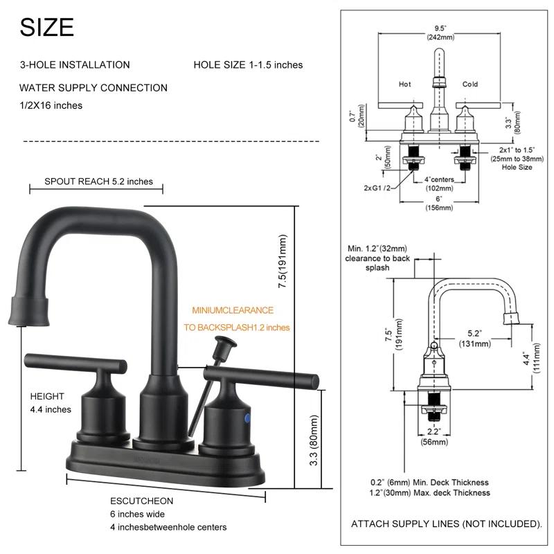 Centerset 2-handle Bathroom Faucet with Drain Assembly
