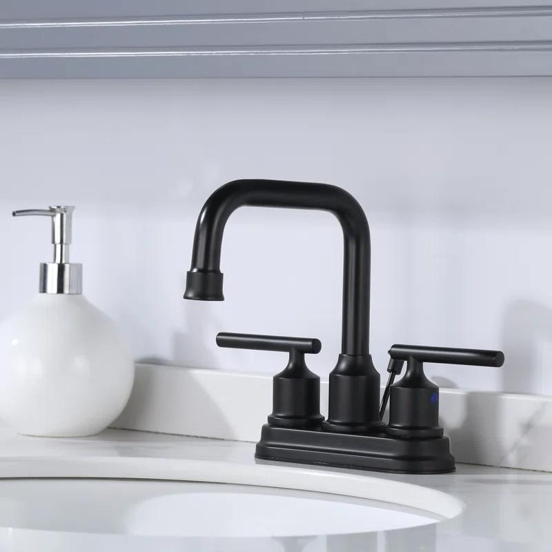 Centerset 2-handle Bathroom Faucet with Drain Assembly