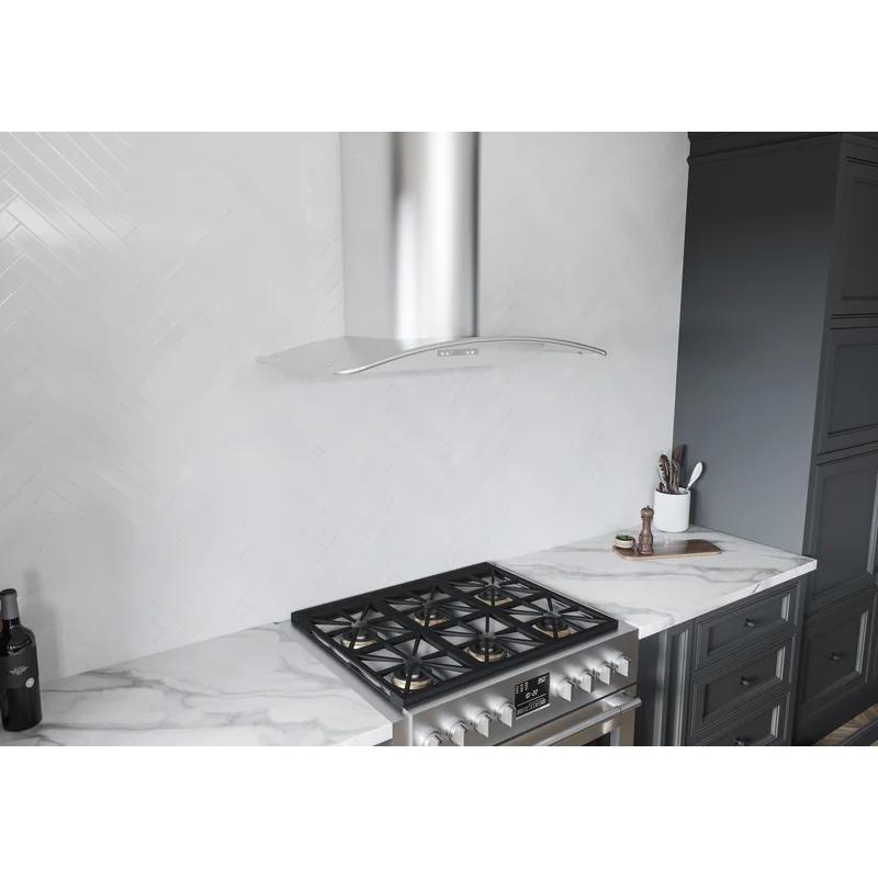 Milano 36" Curved Canopy Convertible Wall Mount Range Hood in Stainless Steel