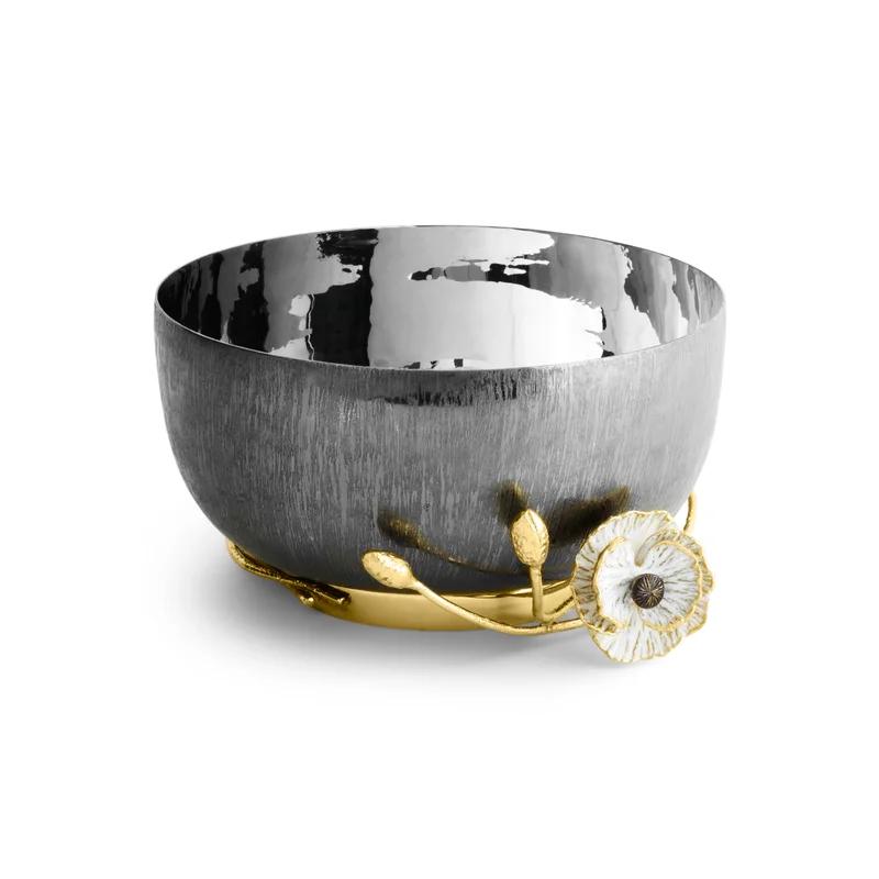 Spring Elegance Silver and Gold Pedestal Decorative Bowl