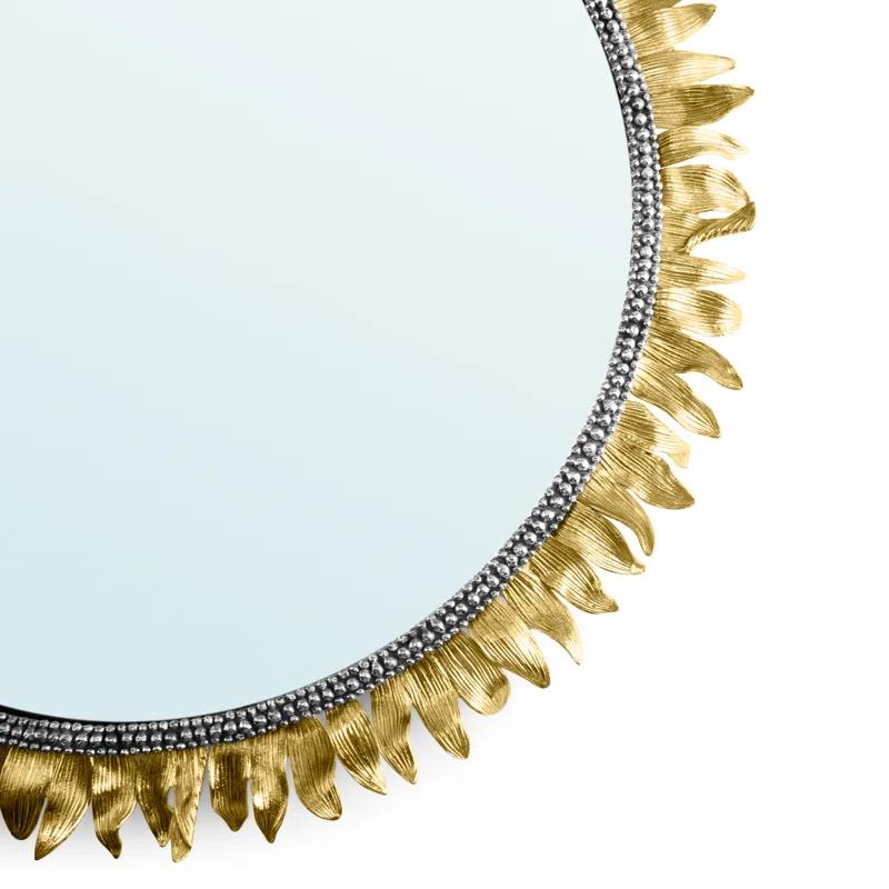 Radiant Sunburst 26" Gold Metal Ornate Wall Mirror