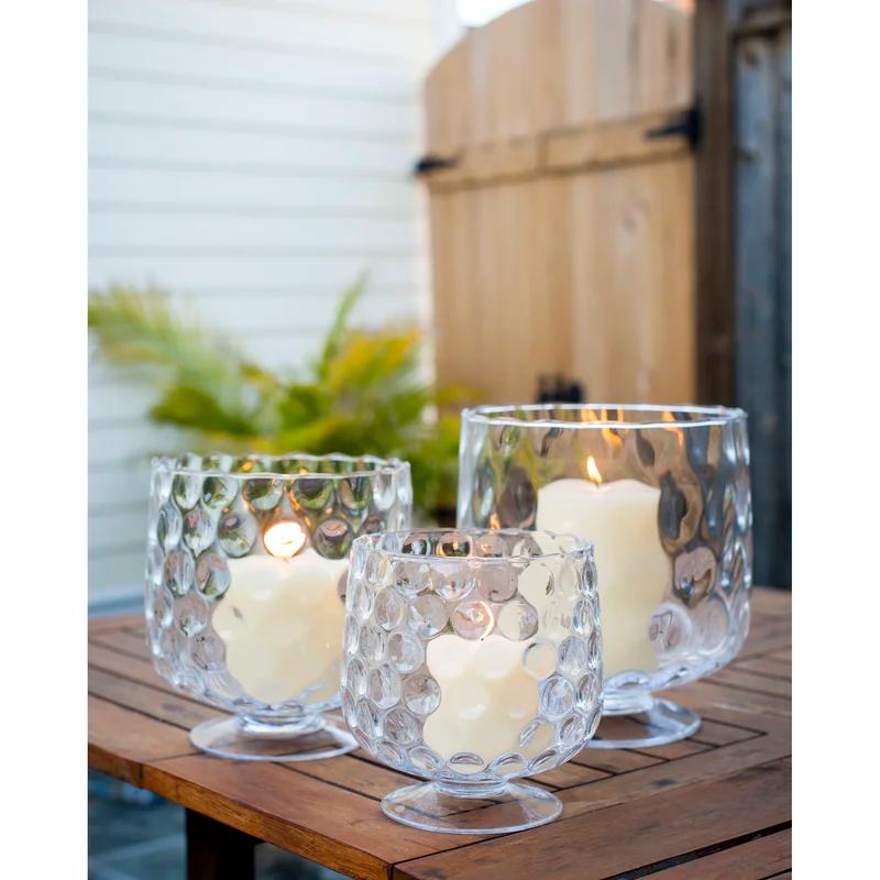 Classic Dimpled Clear Glass Hurricane Candle Holder