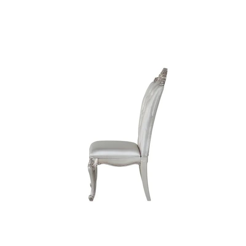 Elegant Antique White and Cream Tufted Upholstered Side Chair