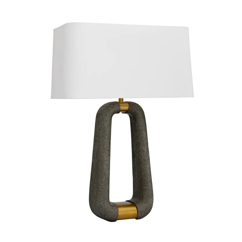 Gianni Equestrian-Inspired White Linen Drum Shade Table Lamp