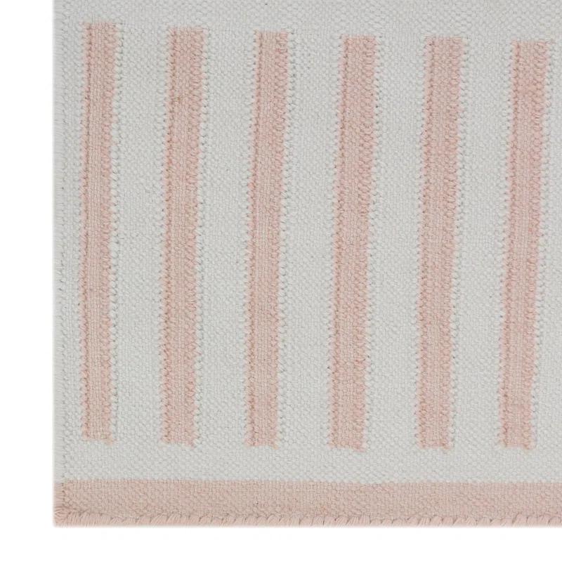 LOOMY Geometric Handmade Flatweave Pink/Ivory Indoor / Outdoor Area Rug
