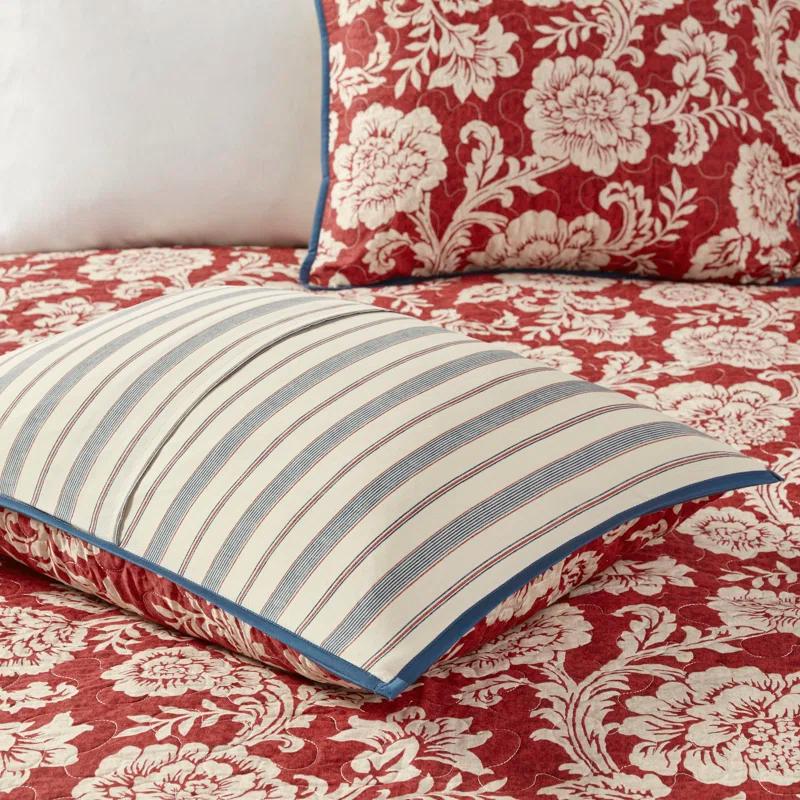 Madison Park Lucy Reversible Cotton Twill Quilt Set with Throw Pillows