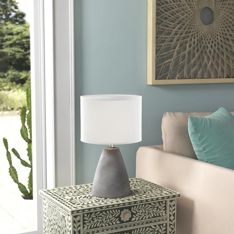 Sophisticated Modern White Fabric Shade Concrete Table Lamp