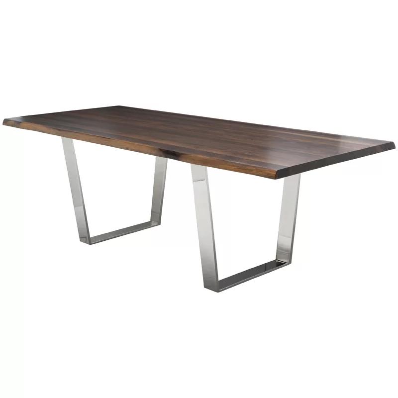 Contemporary Seared Oak Rectangular Dining Table, 112"x44"