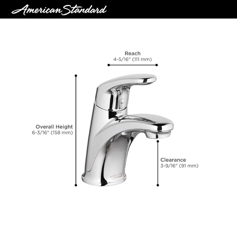 Polished Chrome Single-Handle Bathroom Faucet with Metal Drain