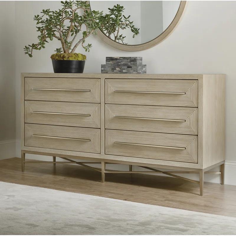 Cascade Transitional 6-Drawer Light Wood & Gray Dresser
