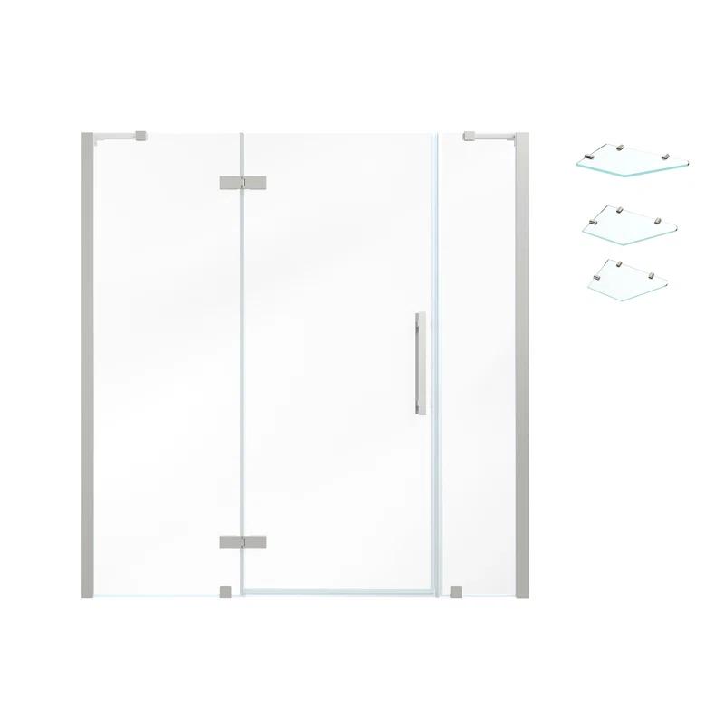 Endless Tampa 72" W x 72" H Alcove Frameless Shower Kit, Door, 2 Panel, Shelves