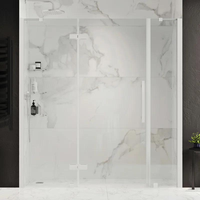 Endless Tampa 72" W x 72" H Alcove Frameless Shower Kit, Door, 2 Panel, Shelves