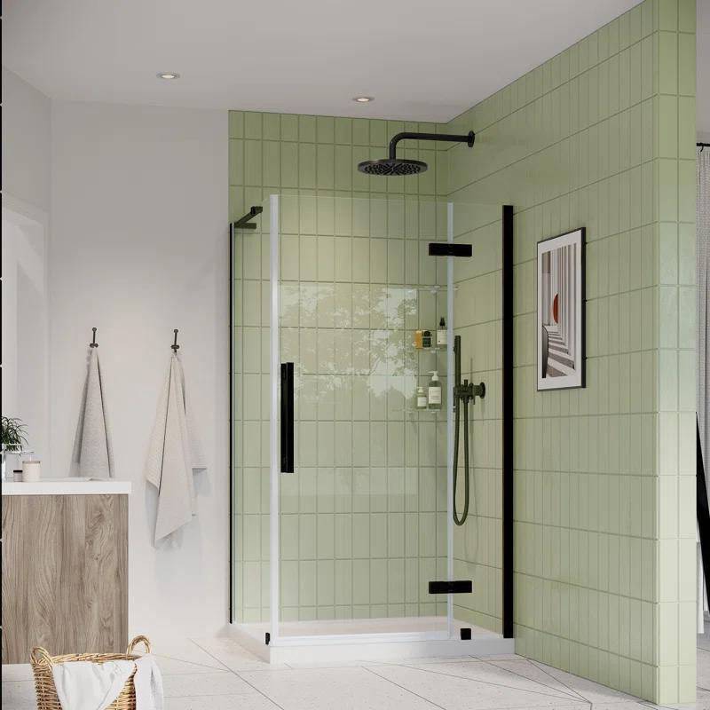 Endless Tampa 37" W x 72" H Corner Frameless Shower Kit, Door, 2 Panel, Base, Shelves