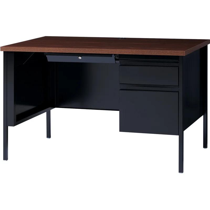 Executive Black 47" Desk with Drawer and Filing Cabinet