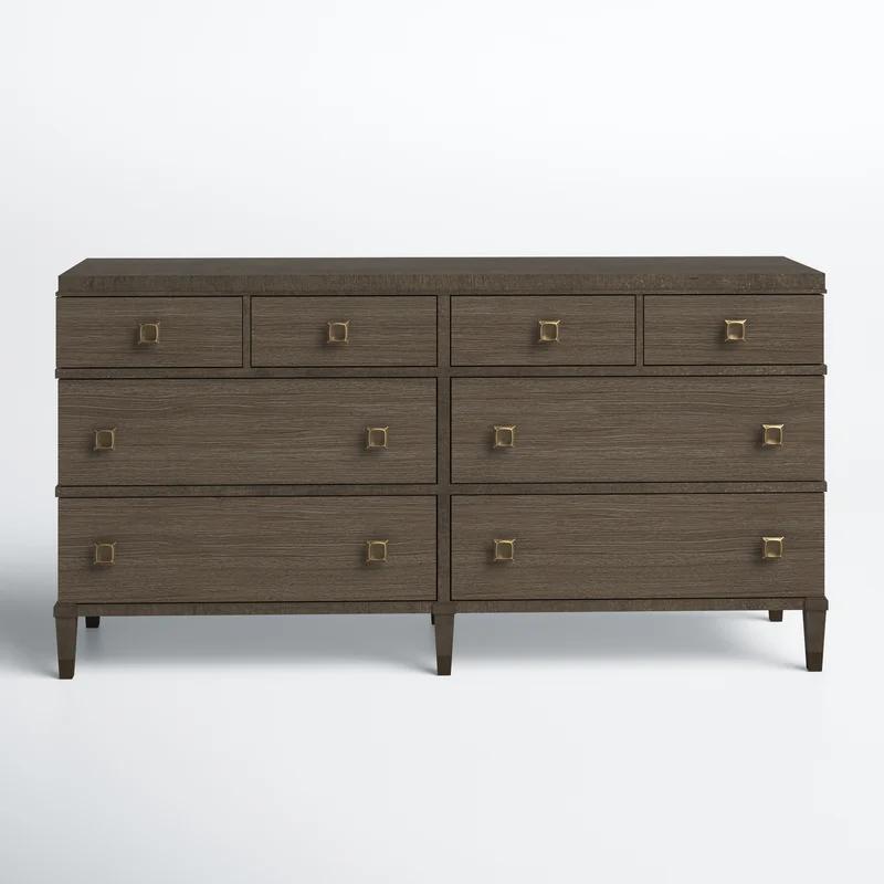 Vivora Transitional 8-Drawer Dresser in Brown with Dovetail Drawers