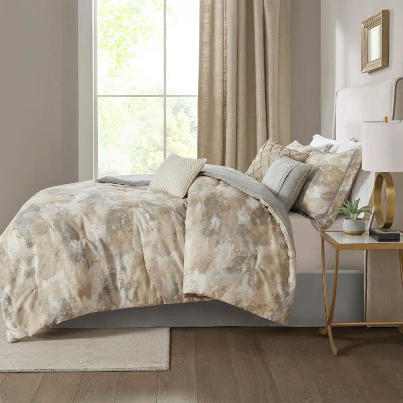 Madison Park Beacon 7 Piece Textured Cotton Blend Comforter Set (Set of 7)